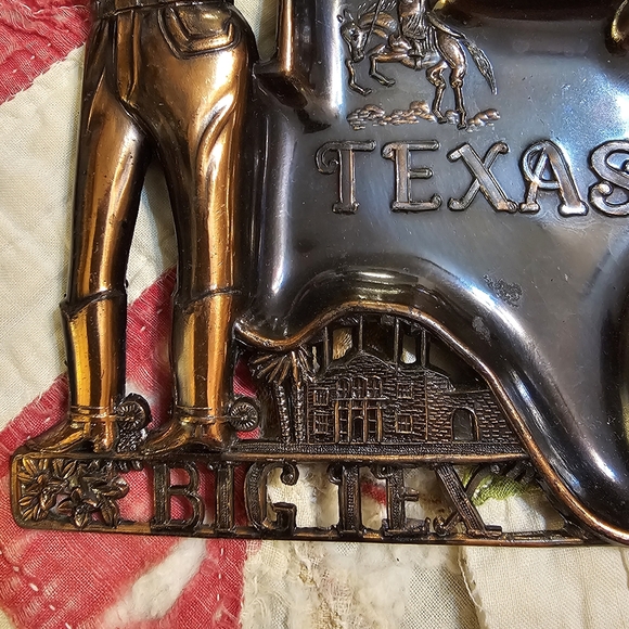 Big Tex Texas Vintage Antique Copper Ashtray Souvenir - Picture 2 of 13